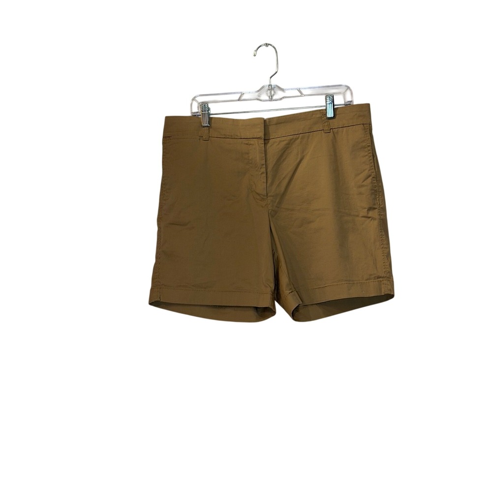 J.Crew Chino Shorts Womens 12 Khaki Tan Cotton Stretch 5 Inch Inseam Casual